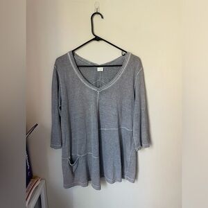 Poetry Hemp Blend Gray 3/4 Sleeve Top Size 10